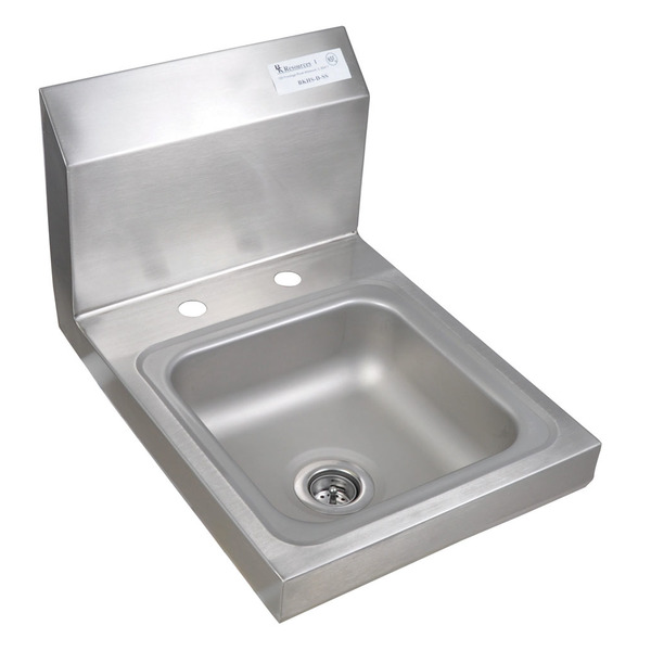 Bk Resources Space Saver Hand Sink Stainless Steel, 2 Holes, 9"W X 9"D X 4-3/8" BKHS-D-SS